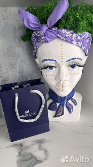 Swarovski белый и голубой сережки и кулон