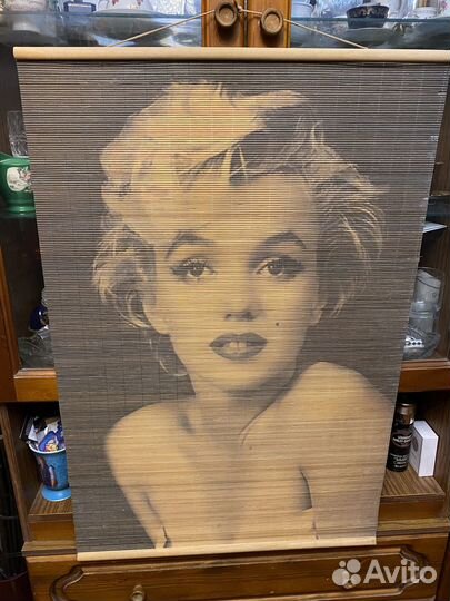 Панно Мерлин Монро времён СССР Бамбуковая соломка