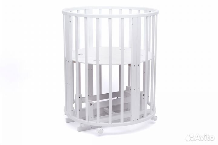 Овальная/Круглая Кроватка+Маятник 8в1 125*65 Белая