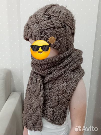 Шапка и шарф снуд комплект вязанный
