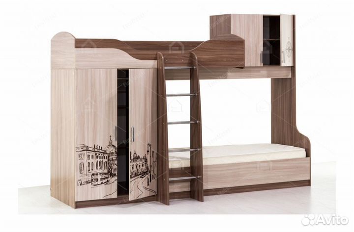 Двухъярусная кровать бу с матрасами