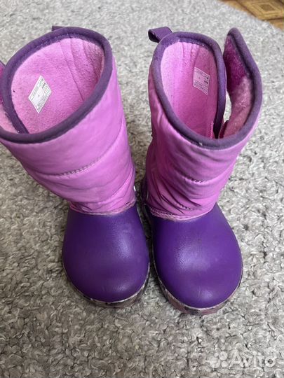 Сапоги резиновые утепленные crocs c6 на девочку