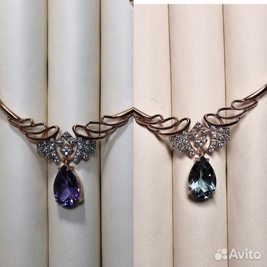 Колье. Браслет. Кольца серебряные. Александрит