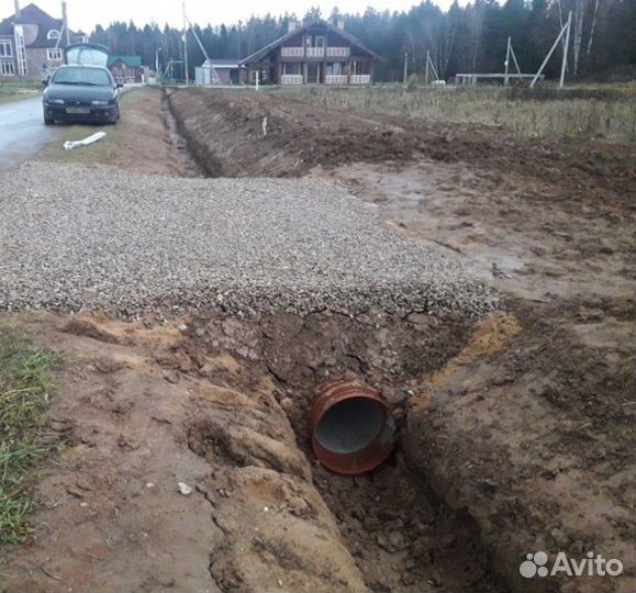 Заезд на участок через канаву.парковка