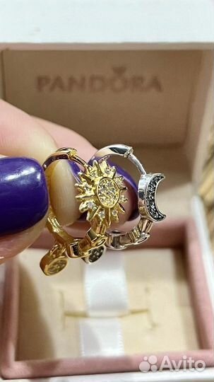 Pandora серьги Солнце и Луна в наличии