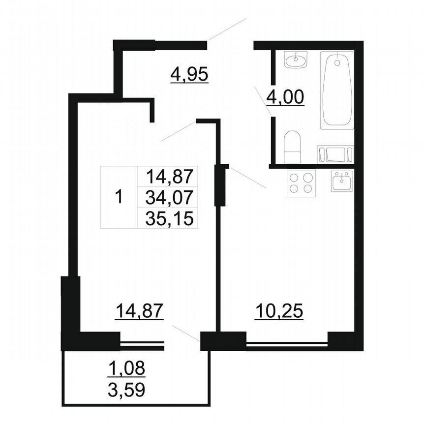 1-к. квартира, 35,2 м², 9/11 эт.