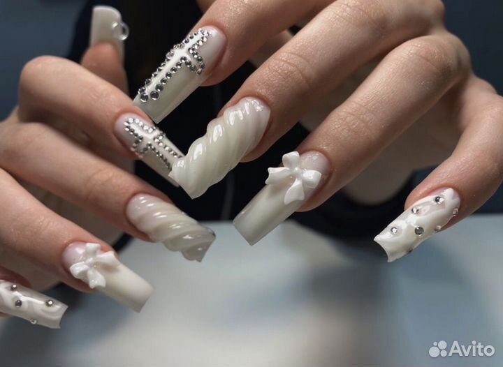 Наращивание ногтей, гель лак, крейзи маникюр