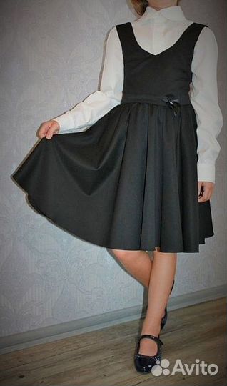 Сарафан школьный серый 152. Зеленоград