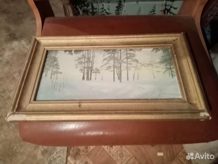 Картина : зимний лес. Фабричная накат