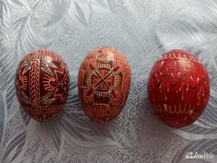 Яйца декоративные, деревянные, ручная работа, 3шт