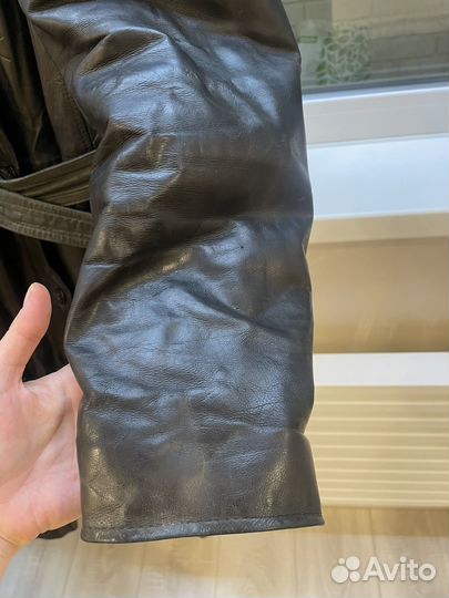 Кожаное пальто винтажное