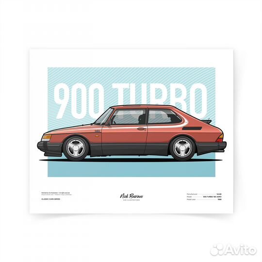 Постер Saab 900 Turbo 16 S Aero