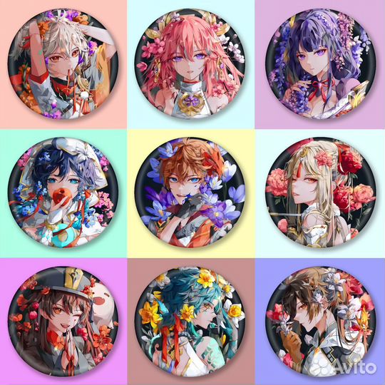 Значки аниме Genshin Impact 58 мм геншин