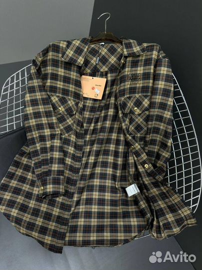 Модная женская рубашка Miu Miu в клетку (топовая)