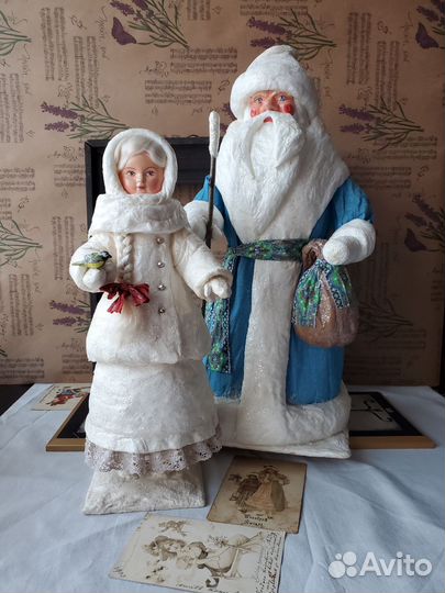 Ватный дед мороз СССР и снегурочка ватная