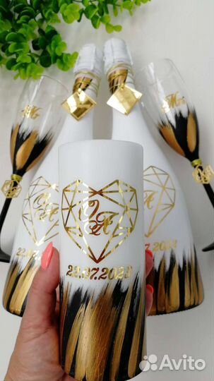 Свадебные бокалы ручной работы