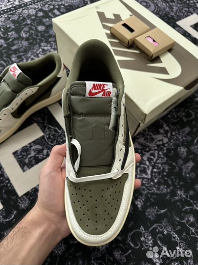 Travis scott x Jordan 1 low Medium olive Оригинал