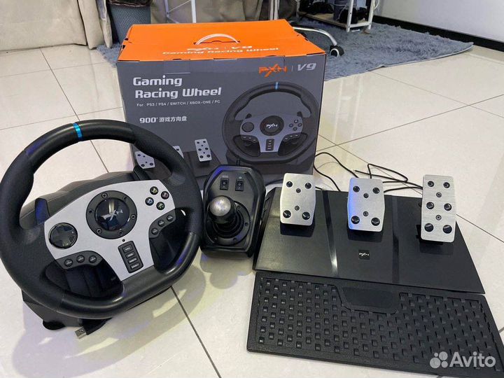 Игровой руль с педалями и коробкой передач PXN V9