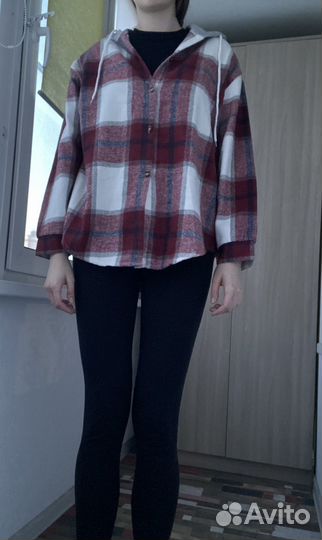 Рубашка в клетку утепленная женская