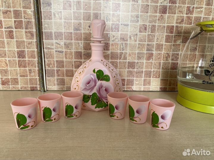 Набор стопок с графином. Новое, фарфор