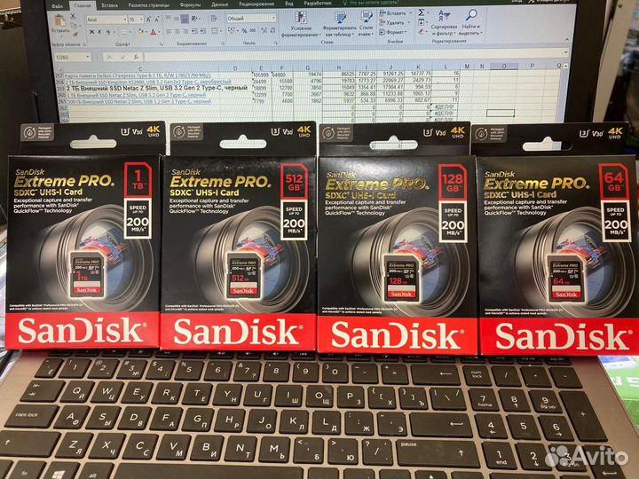 Sandisk Extreme Pro sdxc UHS-I 1тб/512гб/256/128/6