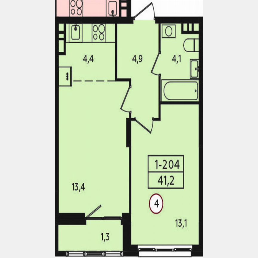 1-к. квартира, 41,2 м², 5/10 эт.