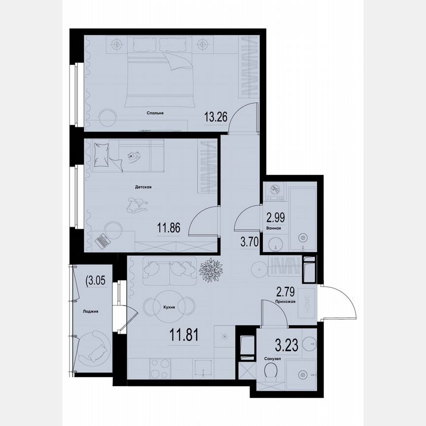 2-к. квартира, 51,2 м², 4/12 эт.