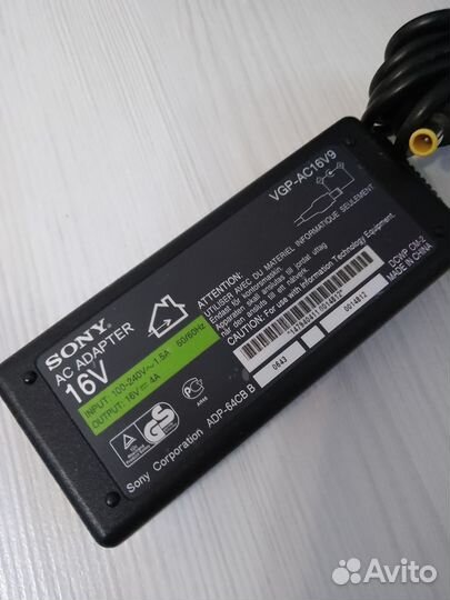 Блок питания для ноутбука sony vaio 16v-4a