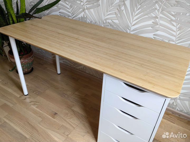 Стол IKEA бамбук/белый anfallare / alex