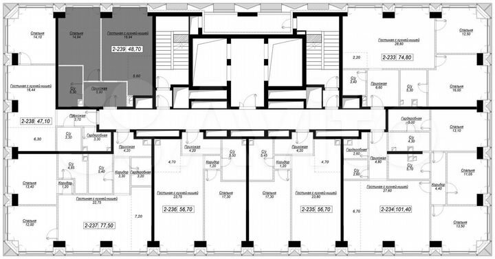 1-к. квартира, 48,7 м², 31/41 эт.