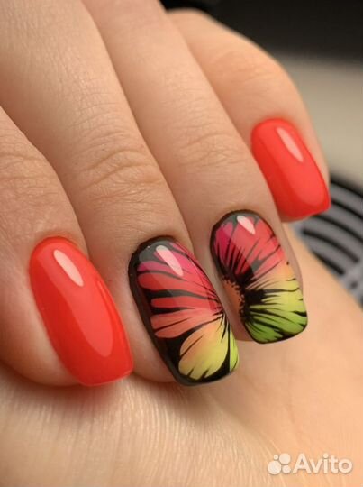 Маникюр с покрытием гель лак, наращивание