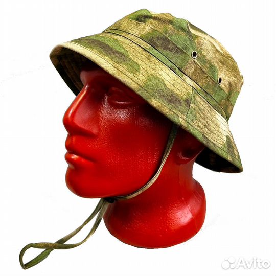 Панама со средними полями мох, олива, цифра, мульт