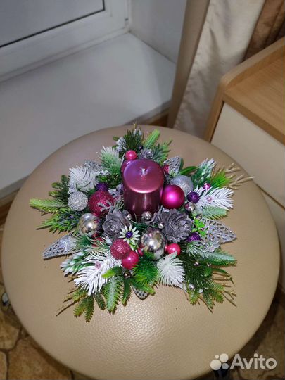 Новогодняя композиция со свечой