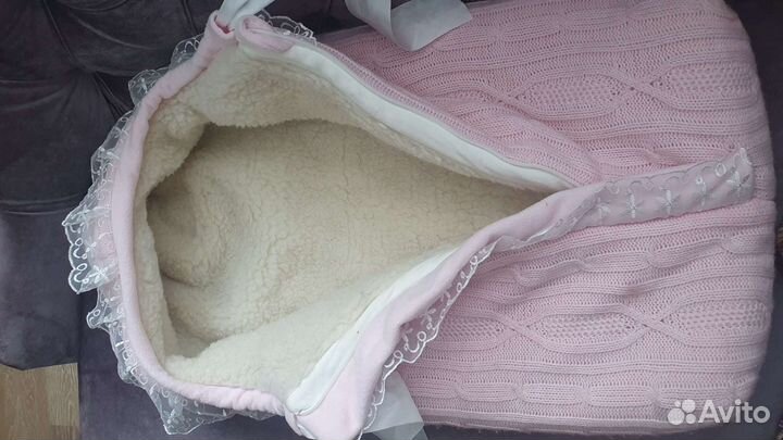 Конверт на выписку и в коляску зимний для девочки