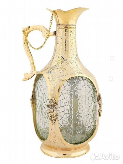 Штоф под вино. Латунь. Стекло