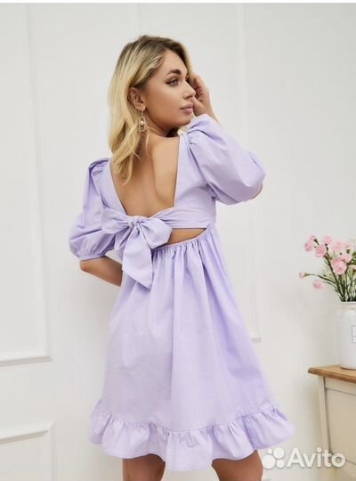 Платье хлопок с открытой спиной