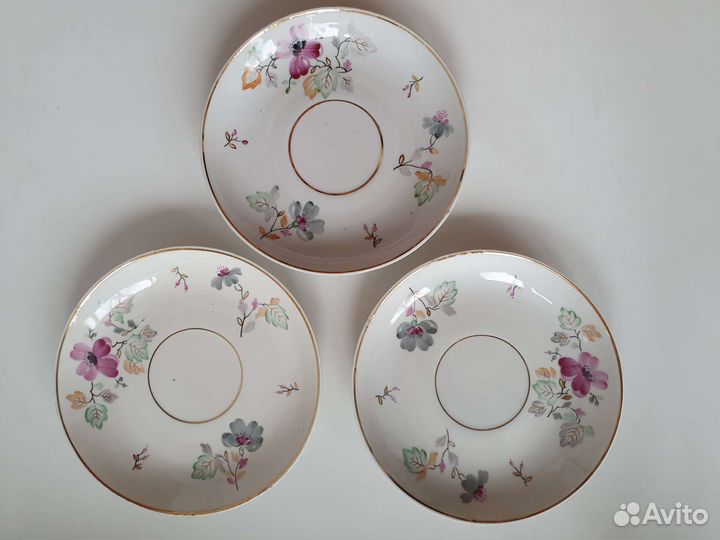 Фарфор СССР блюдце молочник Песочное 1950е