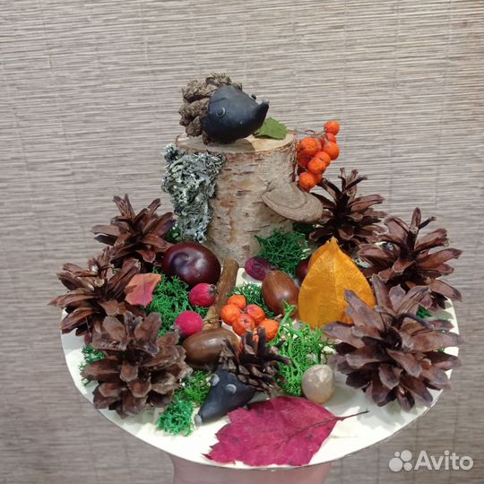 Поделка осенняя гриб боровичок, осенний букет