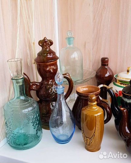 Ваза из цветного стекла СССР, фруктовницы, Графины