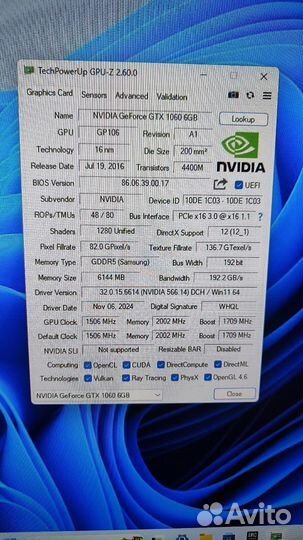 Видеокарта gtx 1060 6gb palit