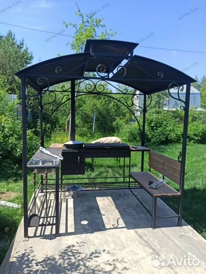 Мангал беседка с печью для казана