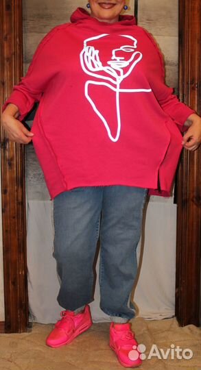 Яркая,экстравагантная туника-худи-свитшот р.48-60