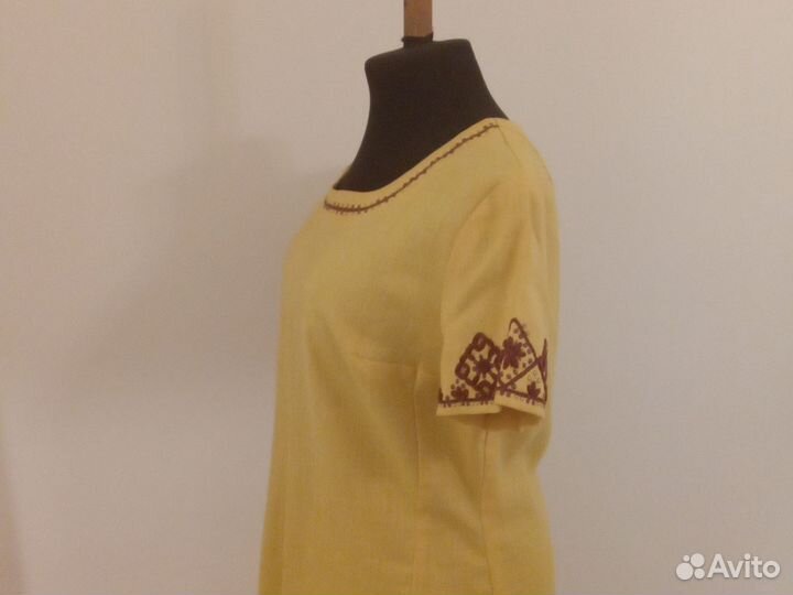 Платье льняное с вышивкой СССР р. 48