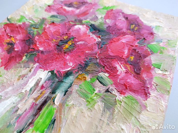 Картина маслом на холсте Маки в вазе