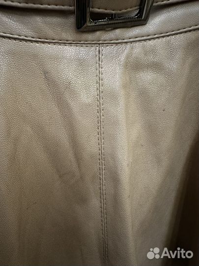 Кожаная юбка миди