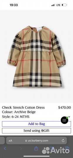 Burberry платье для девочки 92 см