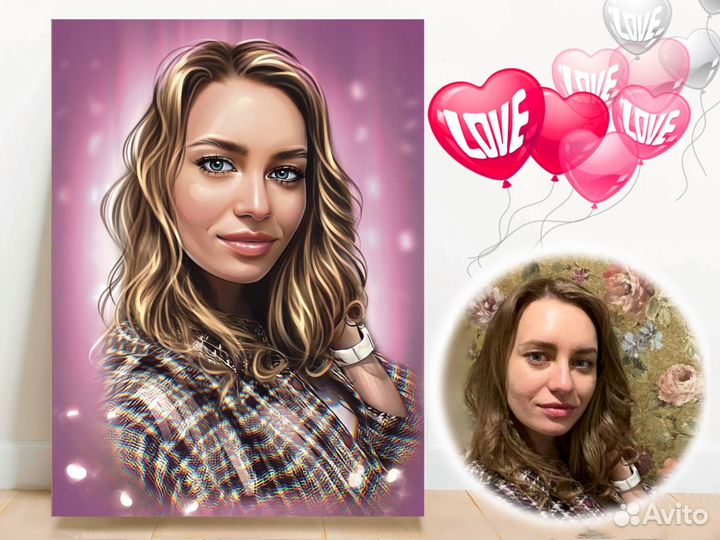 Портрет по фото на холсте