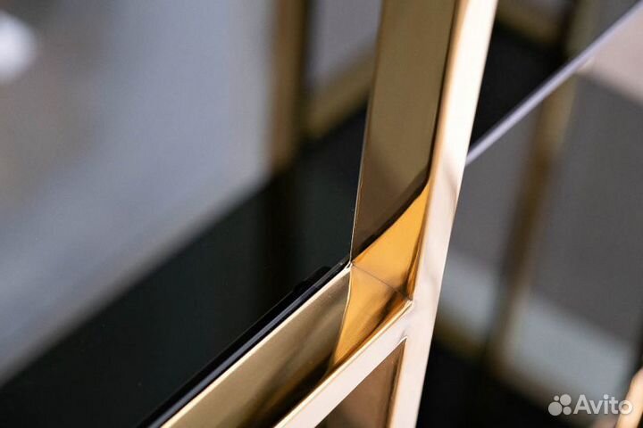 46AS-SH1537-gold Стеллаж золотистый/темн.ст. 100*4