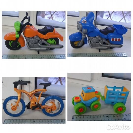 Машинки, самосвалы, мотоциклы, мусоровоз и др