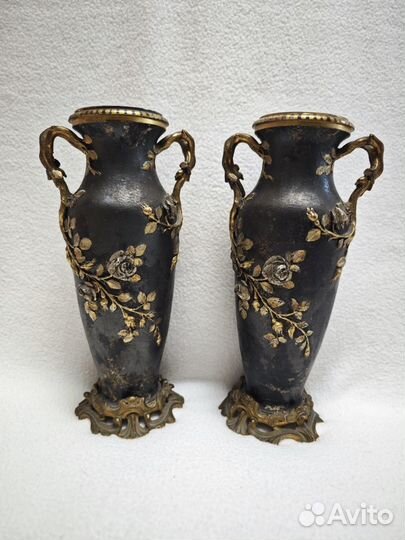 Вазы парные, декоративные. Бронза. Япония